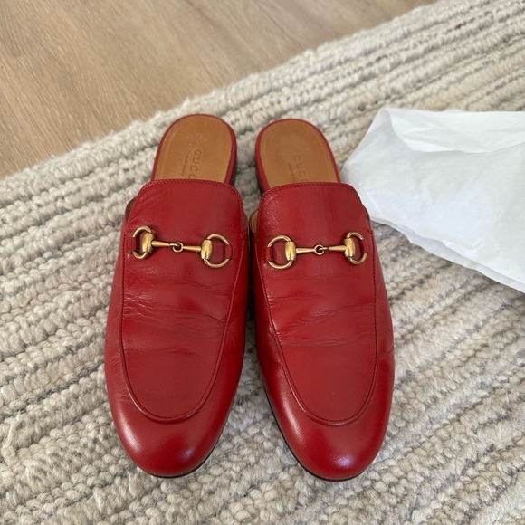 gucci princetown loafer in red leather size 37.5 - Picture 1 of 6
